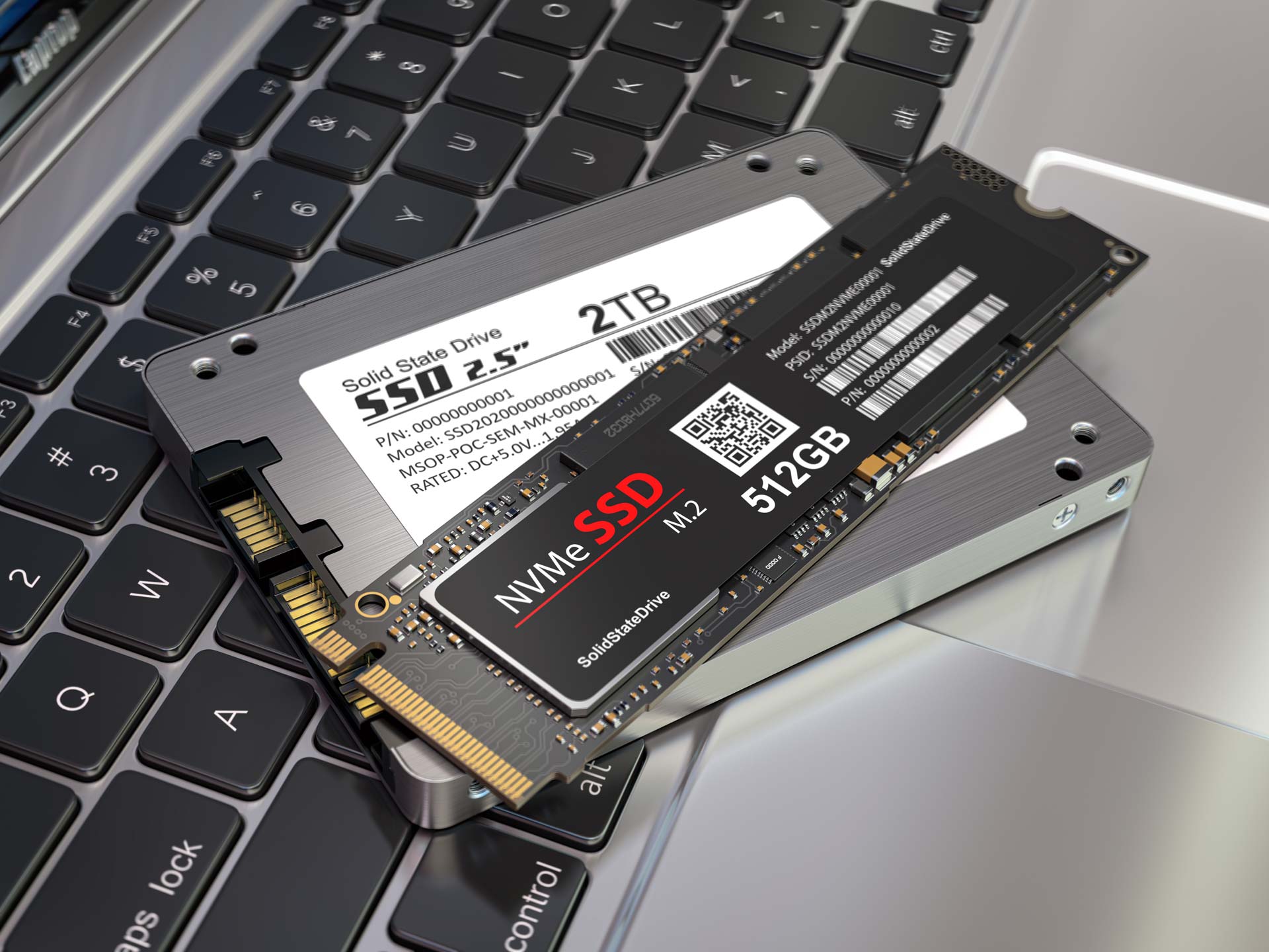 SSDs auf Laptop-Tastatur